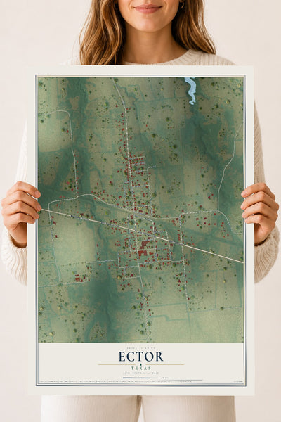 Map of Ector, Texas, 18 x 24 inch unframed archival matte print