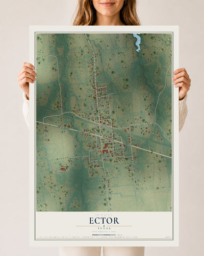 Map of Ector, Texas, 24 x 36 inch unframed archival matte print