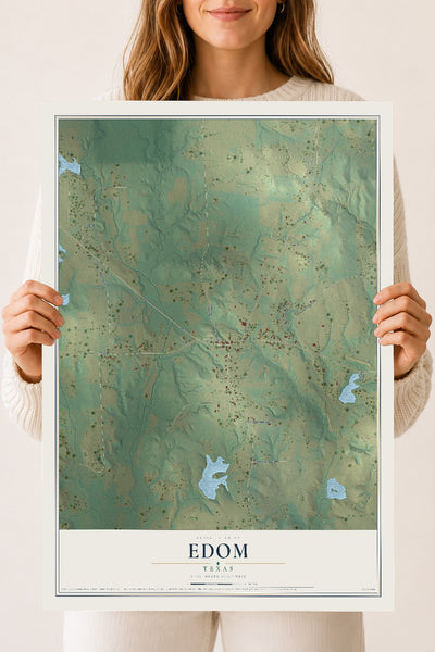 Map of Edom, Texas, 18 x 24 inch unframed archival matte print