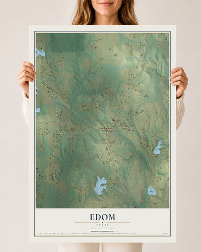 Map of Edom, Texas, 24 x 36 inch unframed archival matte print