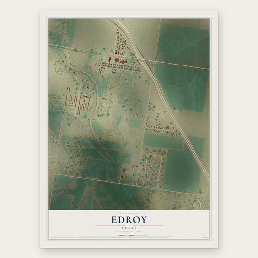 Edroy, Texas map print, the full design