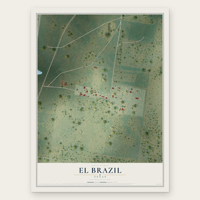 El Brazil, Texas map print, the full design