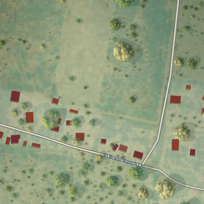 Close-up of the map of El Brazil, Texas print showing street and building detail
