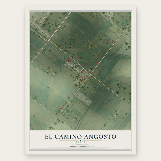 El Camino Angosto, Texas map print, the full design