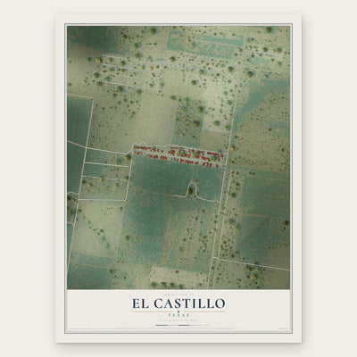El Castillo, Texas map print, the full design