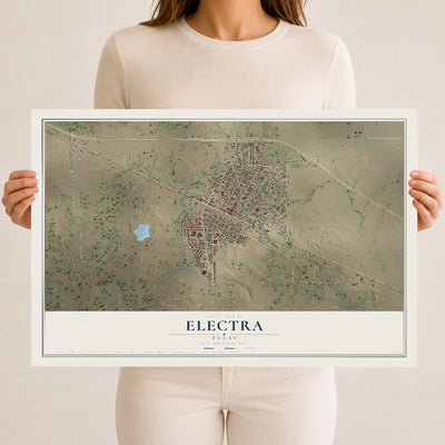 Map of Electra, Texas, 12 x 18 inch unframed archival matte print
