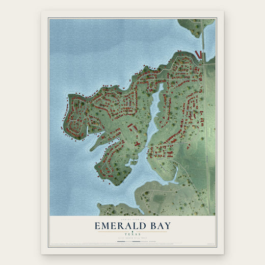 Emerald Bay, Texas map print, the full design