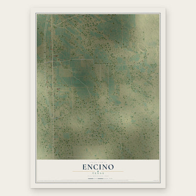 Encino, Texas map print, the full design