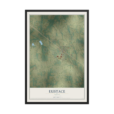 Map of Eustace, Texas, 12 x 18 inch print in a black wood frame