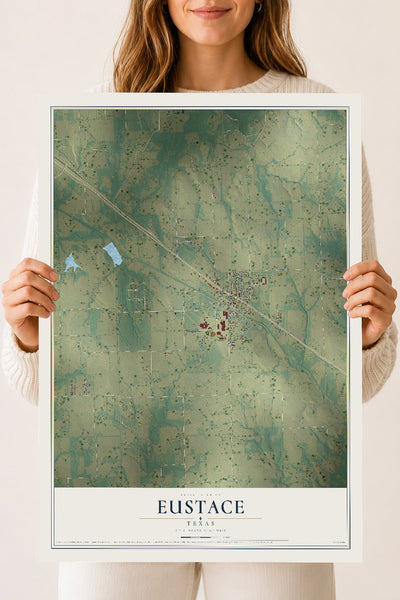 Map of Eustace, Texas, 18 x 24 inch unframed archival matte print