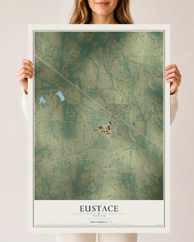 Map of Eustace, Texas, 24 x 36 inch unframed archival matte print