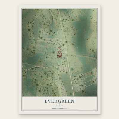 Evergreen, Texas map print, the full design