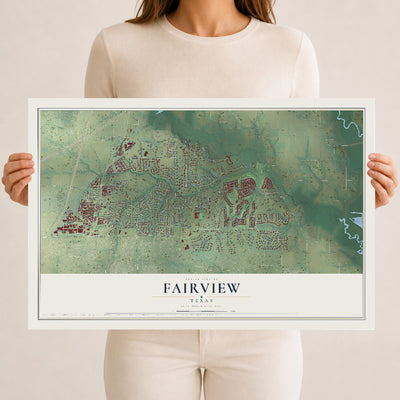 Map of Fairview, Texas, 12 x 18 inch unframed archival matte print