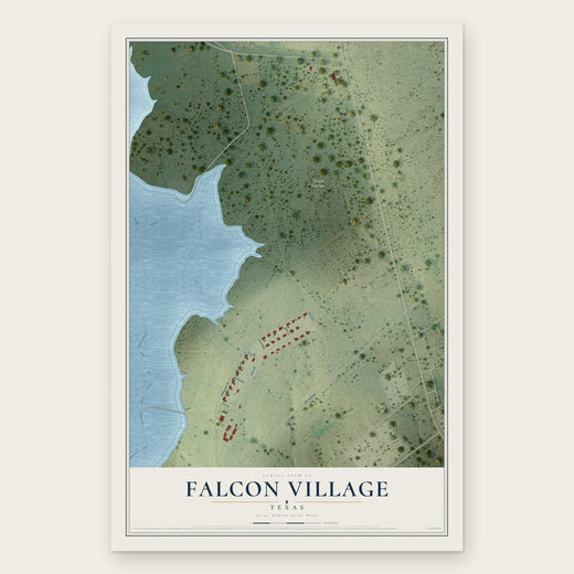 Falcon Village, Texas map print, the full design