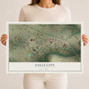 Map of Falls City, Texas, 12 x 18 inch unframed archival matte print
