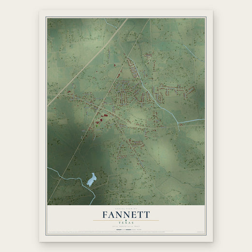 Fannett, Texas map print, the full design