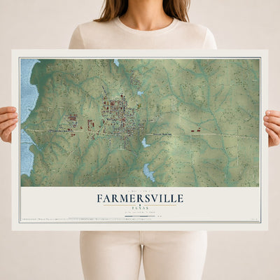 Map of Farmersville, Texas, 18 x 24 inch unframed archival matte print