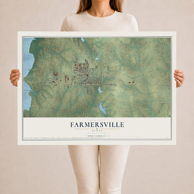 Map of Farmersville, Texas, 24 x 36 inch unframed archival matte print