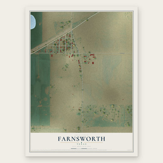 Farnsworth, Texas map print, the full design