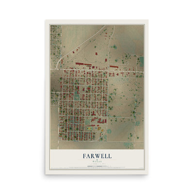 Map of Farwell, Texas, 12 x 18 inch unframed archival matte print