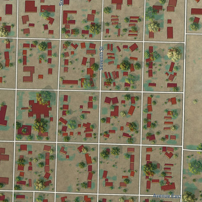 Close-up of the map of Farwell, Texas print showing street and building detail