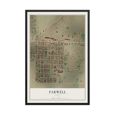 Map of Farwell, Texas, 12 x 18 inch print in a black wood frame