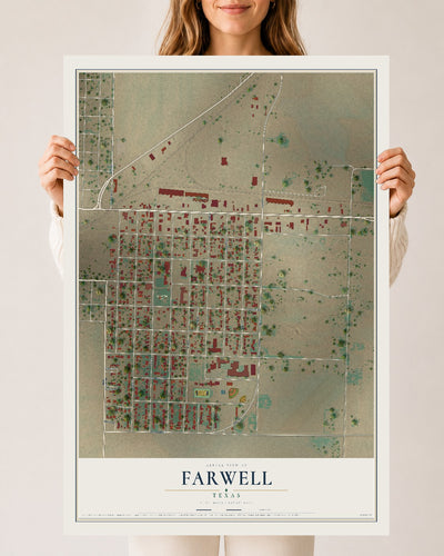 Map of Farwell, Texas, 24 x 36 inch unframed archival matte print