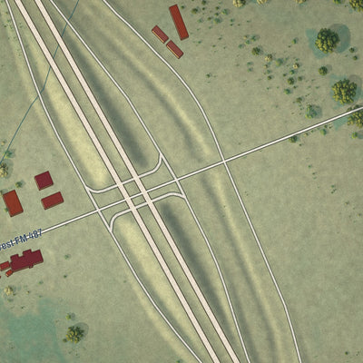 Second close-up of the map of Florence, Texas print showing more streets and buildings