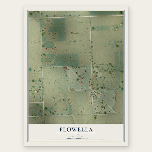 Flowella, Texas map print, the full design