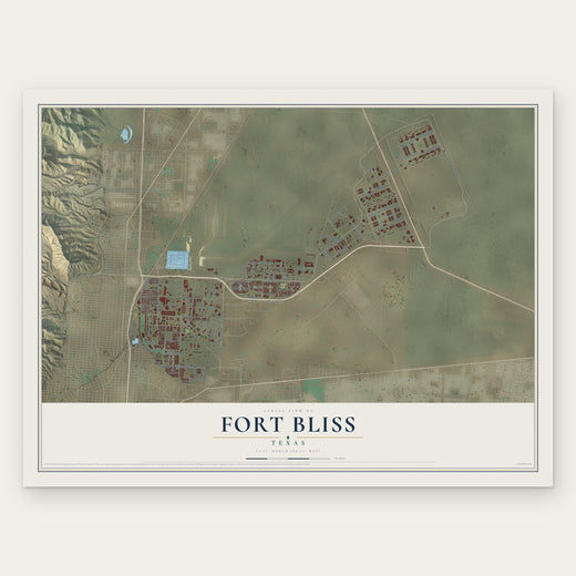 Fort Bliss, Texas map print, the full design