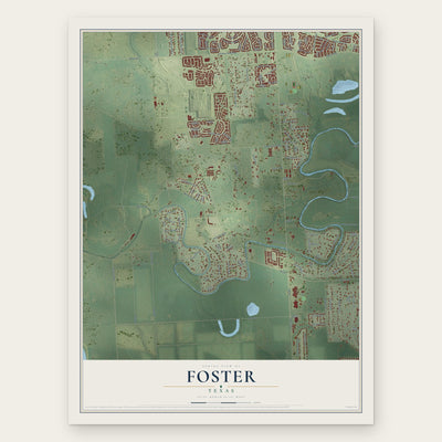Foster, Texas map print, the full design