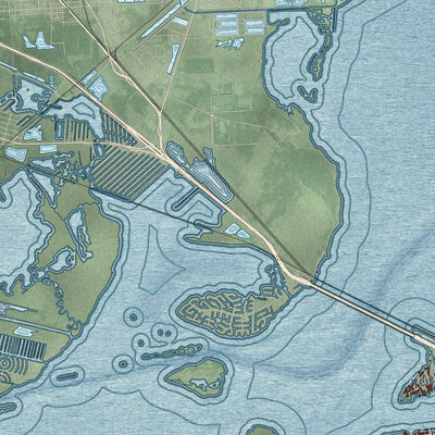 Close-up of the map of Galveston, Texas print showing street and building detail