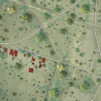 Close-up of the map of Garciasville, Texas print showing street and building detail