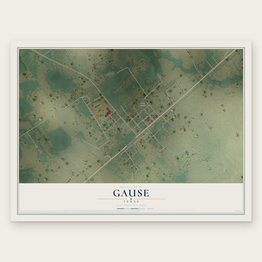 Gause, Texas map print, the full design