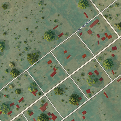 Close-up of the map of Glazier, Texas print showing street and building detail