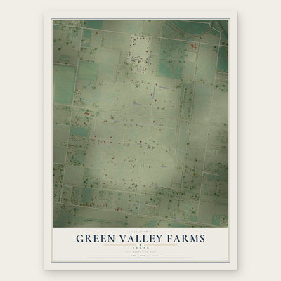 Green Valley Farms, Texas map print, the full design