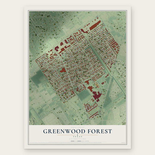 Greenwood Forest, Texas map print, the full design