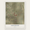 Greenwood, Texas map print, the full design