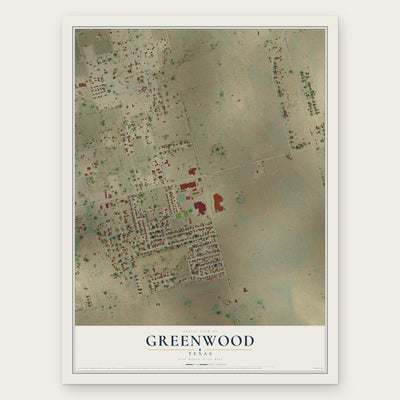 Greenwood, Texas map print, the full design