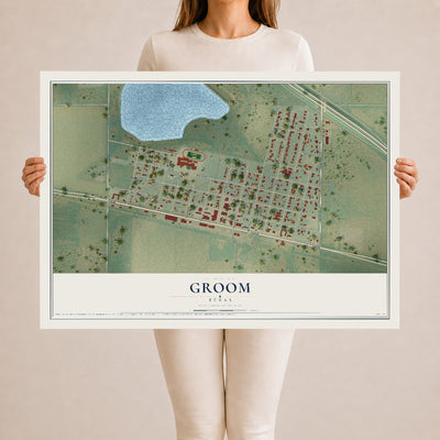 Map of Groom, Texas, 24 x 36 inch unframed archival matte print