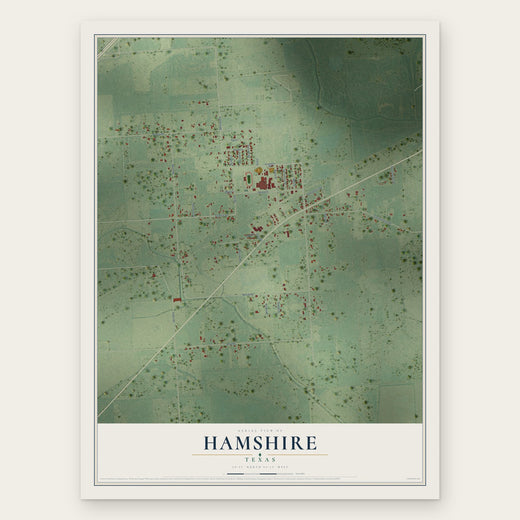 Hamshire, Texas map print, the full design