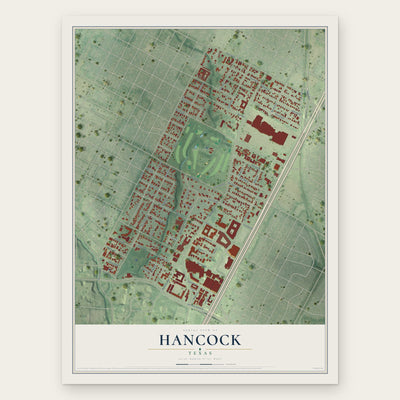 Hancock, Texas map print, the full design