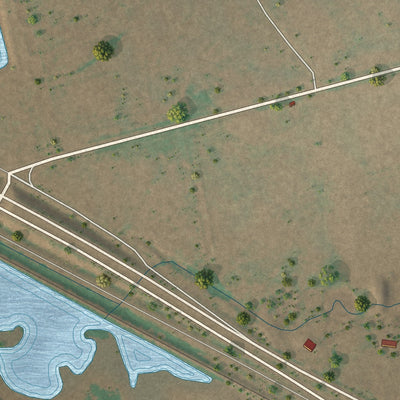 Close-up of the map of Harrold, Texas print showing street and building detail