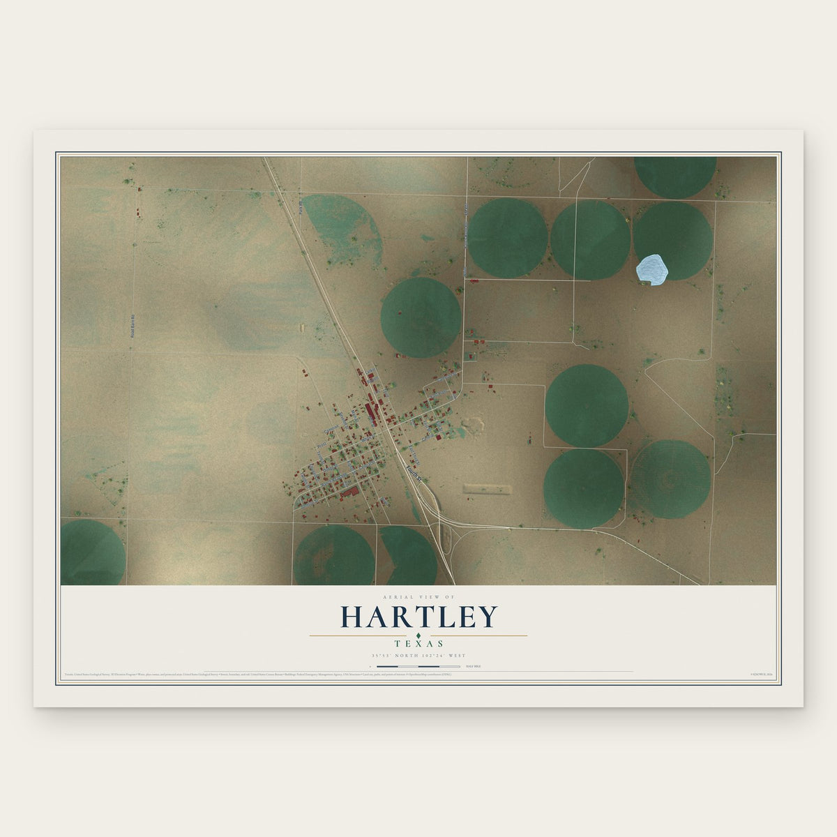 Hartley, Texas map print, the full design