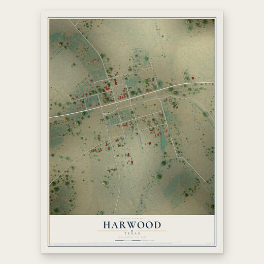 Harwood, Texas map print, the full design