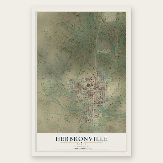 Hebbronville, Texas map print, the full design