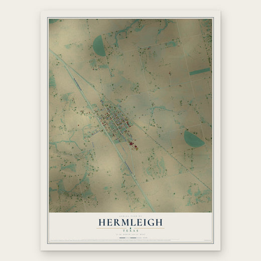Hermleigh, Texas map print, the full design