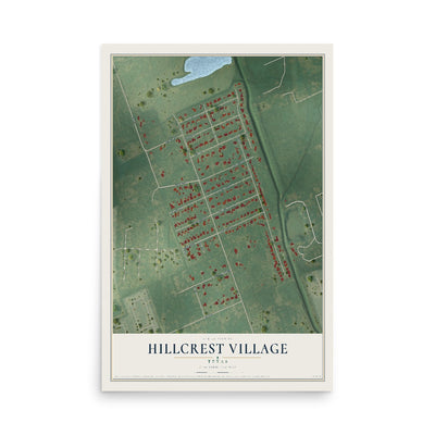 Map of Hillcrest Village, Texas, 12 x 18 inch unframed archival matte print