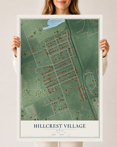Map of Hillcrest Village, Texas, 24 x 36 inch unframed archival matte print