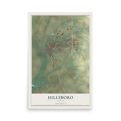 Map of Hillsboro, Texas, 12 x 18 inch unframed archival matte print